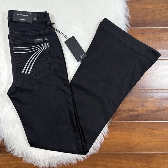 7 For All Mankind Denim - 7 For All Mankind Size 25 Salem Black Dojo Tailorless Flare Trouser Denim Jeans